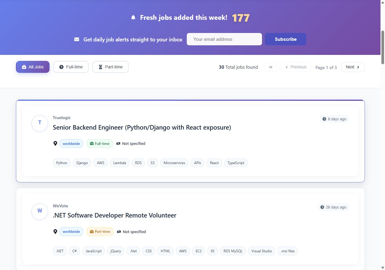 RemoteAnywhereJob homepage - Find remote software developer jobs with powerful search tools