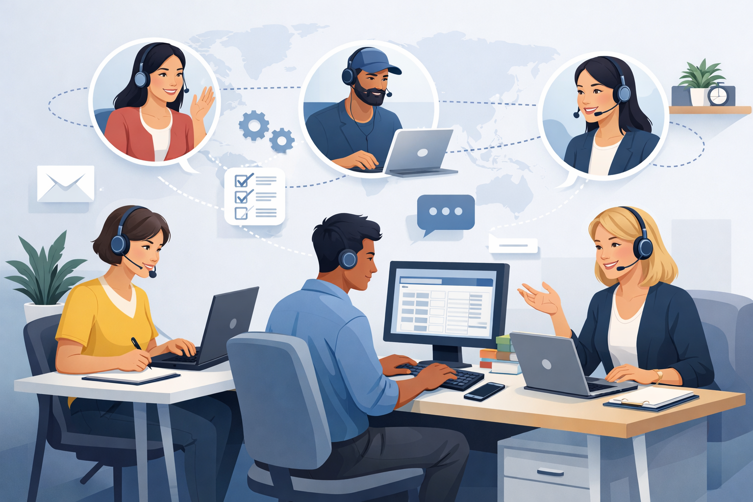 Remote team working together